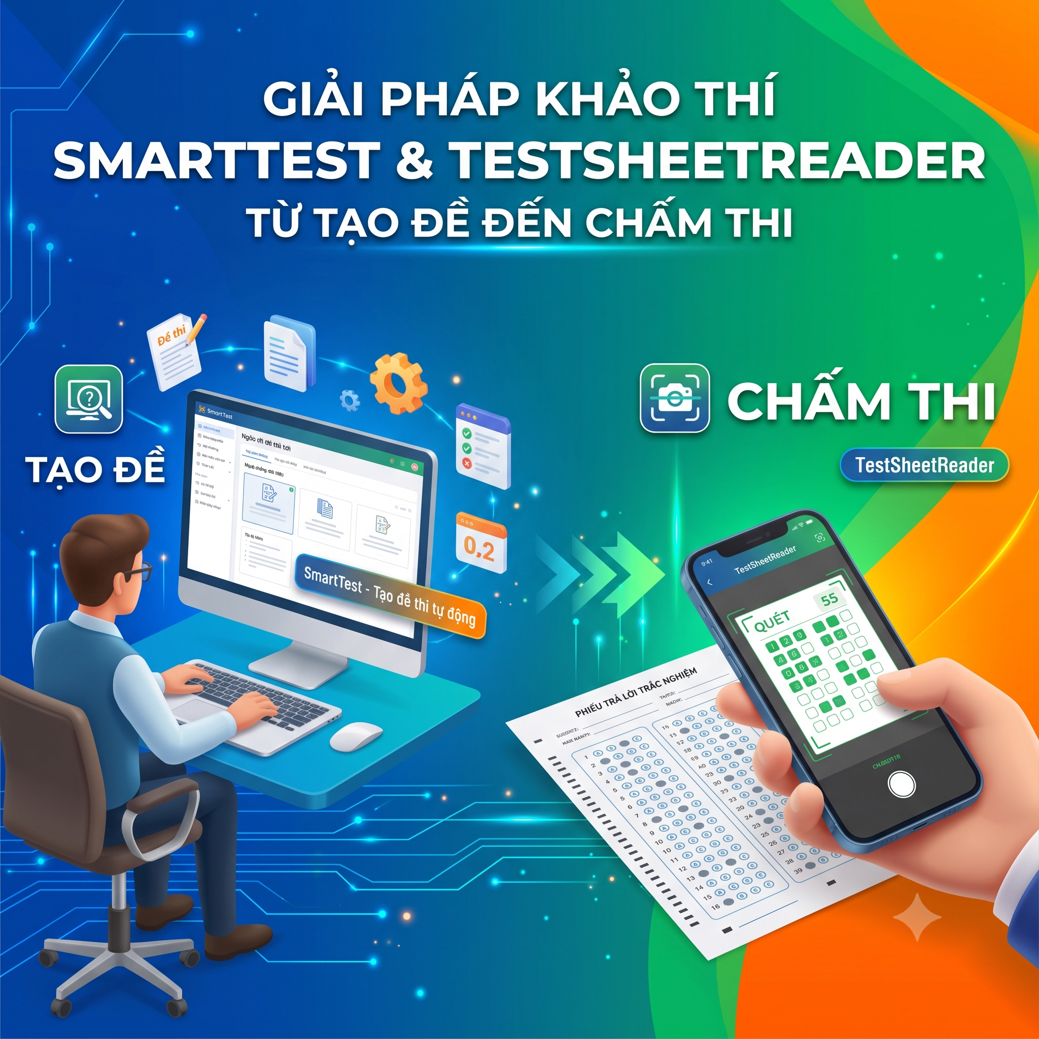 Giải pháp tổ chức thi, kiểm tra, đánh giá: từ tạo đề đến chấm thi